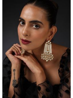 SWABHIMANN - Multicolor Dheeti Kundan And Pearl Dangler Earrings
