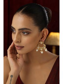SWABHIMANN - Gold Fiorasi Gold Kundan Chandbali Earrings