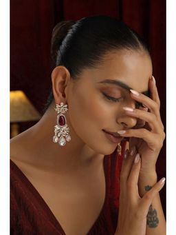 SWABHIMANN - Red Faiza Polki Dangler Earrings