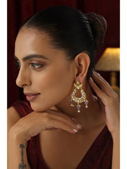 SWABHIMANN - Lavender Alaaya Lavender Kundan Chandbali Earrings