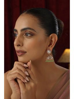 SWABHIMANN - Green Miya Polki Jhumka Earrings