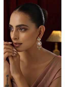 SWABHIMANN - Green Sathya Polki Dangler Earrings