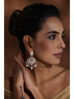 SWABHIMANN - Pink Vaishvi Meena Polki Chandbali Earrings