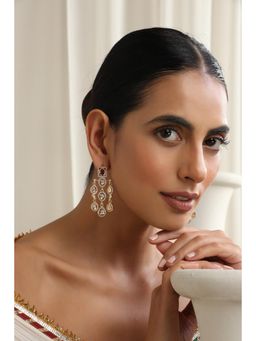 SWABHIMANN - Red Manushree Polki Dangler Earrings
