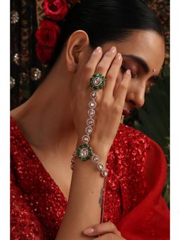 SWABHIMANN - Green Pritha Polki Hath Phool