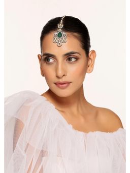 SWABHIMANN - Green Aura Victorian Polki Maang Tikka