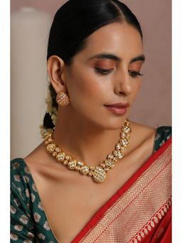 SWABHIMANN - Multicolor Itra Kundan Necklace And Earrings