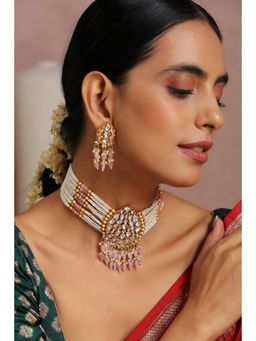 SWABHIMANN - Multicolor Zenya Kundan And Pearl Necklace And Earrings
