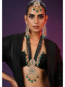 SWABHIMANN - Multicolor Shayana Polki Long Necklace And Earrings