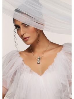 SWABHIMANN - Grey Lisa Kundan Pendant Necklace