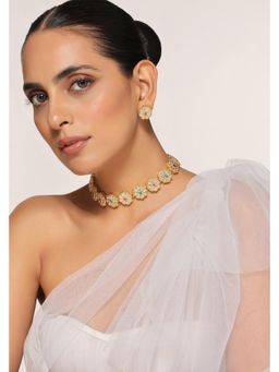 SWABHIMANN - Green Tanisha And Kundan Necklace And Earrings
