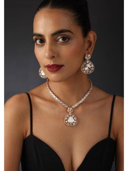 SWABHIMANN - Rose Gold Sarah Rose Gold Polki Silver Necklace And Earrings