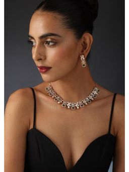 SWABHIMANN - Multicolor Maisa Polki Silver Necklace And Earrings
