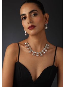 SWABHIMANN - Blue Sophia Blue Polki Silver Necklace And Earrings