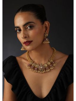 SWABHIMANN - Multicolor Nallini Temple Necklace And Earrings