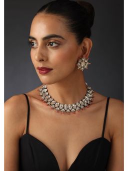 SWABHIMANN - Pink Sadia Polki Necklace And Earrings