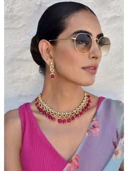 SWABHIMANN - Multicolor Twisha Polki Necklace And Earrings