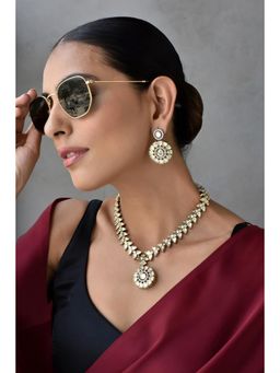 SWABHIMANN - Silver Sakina Silver Polki Necklace And Earrings