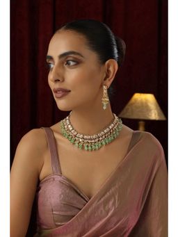 SWABHIMANN - Multicolor Nimsha Polki Necklace And Earrings