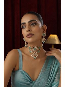 SWABHIMANN - Multicolor Laila Choker Necklace And Earrings