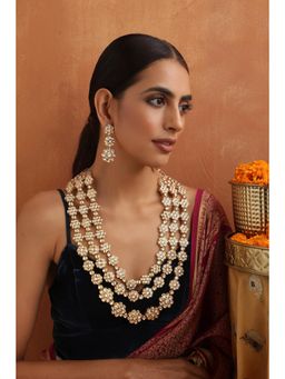 SWABHIMANN - Gold Katyani Gold Polki Long Necklace And Earrings