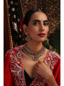 SWABHIMANN - Multicolor Prasanthi Temple Choker And Earrings