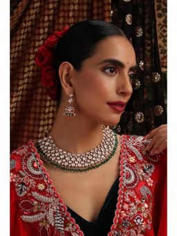 SWABHIMANN - Multicolor Shalen Polki Necklace And Earrings
