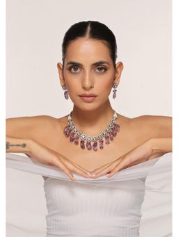 SWABHIMANN - Multicolor Alvina Victorian Polki Necklace And Earrings
