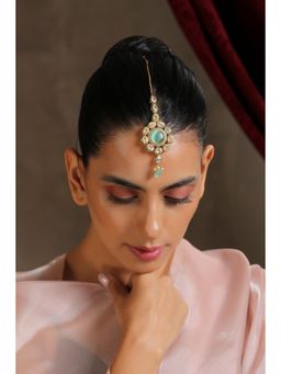 SWABHIMANN - Green Tasha Gold Plated Kundan Maang Tikka