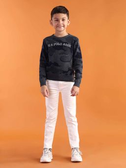 U.S. POLO ASSN. - Boys Navy Blue Cotton Woven Sweater