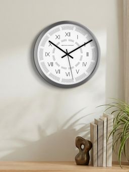 Spaces Unhooked - Roman Numeral Dotted Halo Silent Sweep Noiseless Wall Clock Silver