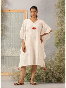Lakshita - Ivory Schiffli Women Cotton Kaftan