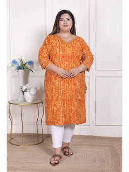 Miravan - Plus Size Multi-Color Bandhani Printed Straight Kurta
