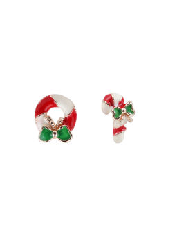 Arendelle - Christmas Candy Cane and Wreath Stud Earrings
