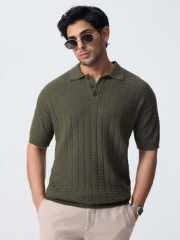 The Souled Store - Olive Blaze Men Polo T-Shirt