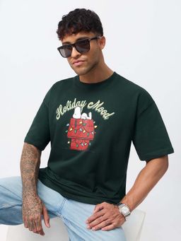 The Souled Store - Green Holiday Mood Men Oversized T-Shirt