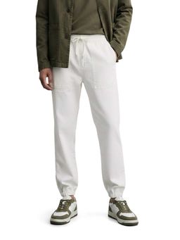 The Indian Garage Co - Men White Relaxed Fit Solid Mid-Rise Joggers