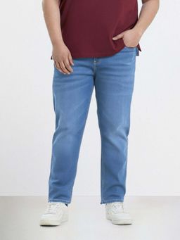 The Indian Garage Co - Men Blue Plus Size Slim Fit Solid Mid-Rise Jeans
