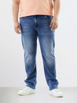 The Indian Garage Co - Men Blue Plus Size Slim Fit Solid Mid-Rise Jeans
