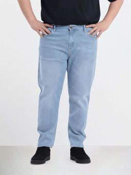 The Indian Garage Co - Men Light Blue Plus Size Slim Fit Solid Mid-Rise Jeans