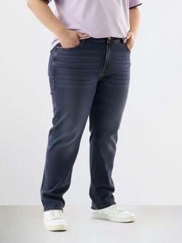 The Indian Garage Co - Men Navy Blue Plus Size Slim Fit Solid Mid-Rise Jeans