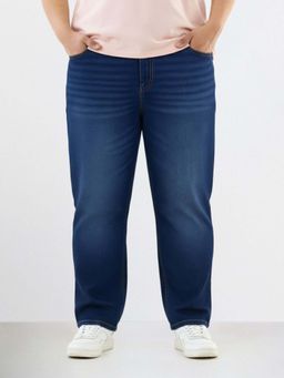 The Indian Garage Co - Men Dark Blue Plus Size Slim Fit Solid Mid-Rise Jeans