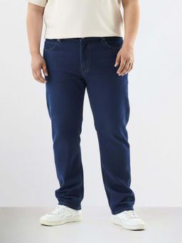 The Indian Garage Co - Men Blue Plus Size Slim Fit Solid Mid-Rise Jeans
