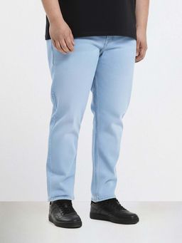 The Indian Garage Co - Men Light Blue Plus Size Slim Fit Solid Mid-Rise Jeans