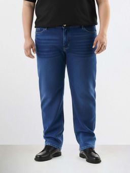 The Indian Garage Co - Men Blue Plus Size Slim Fit Solid Mid-Rise Jeans