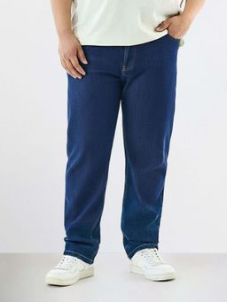 The Indian Garage Co - Men Dark Blue Plus Size Slim Fit Solid Mid-Rise Jeans