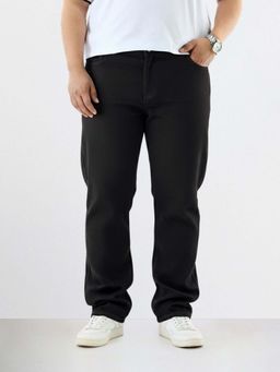 The Indian Garage Co - Men Black Plus Size Slim Fit Solid Mid-Rise Jeans