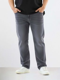 The Indian Garage Co - Men Grey Plus Size Slim Fit Solid Mid-Rise Jeans
