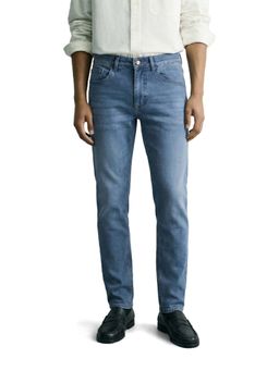 The Indian Garage Co - Men Light Blue Slim Fit Solid Mid-Rise Jeans
