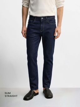 The Indian Garage Co - Men Navy Blue Slim Fit Solid Mid-Rise Jeans